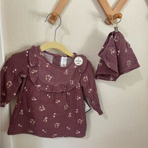 Charming Kids Floral Dress Set in Purple